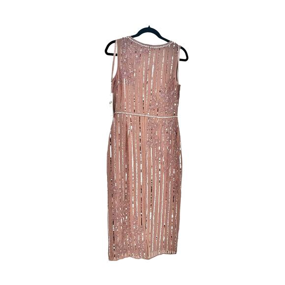 Mac Duggal Cocktail 70260D Tea Length Beaded Jewel Dress Rose Pink 6 NWT - Picture 7 of 9